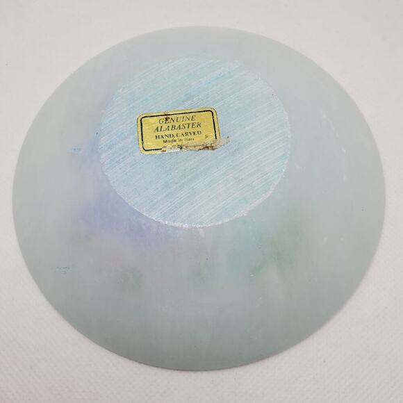 Genuine Hand Carved Alabaster Trinket Bowl - Picture 4 of 4